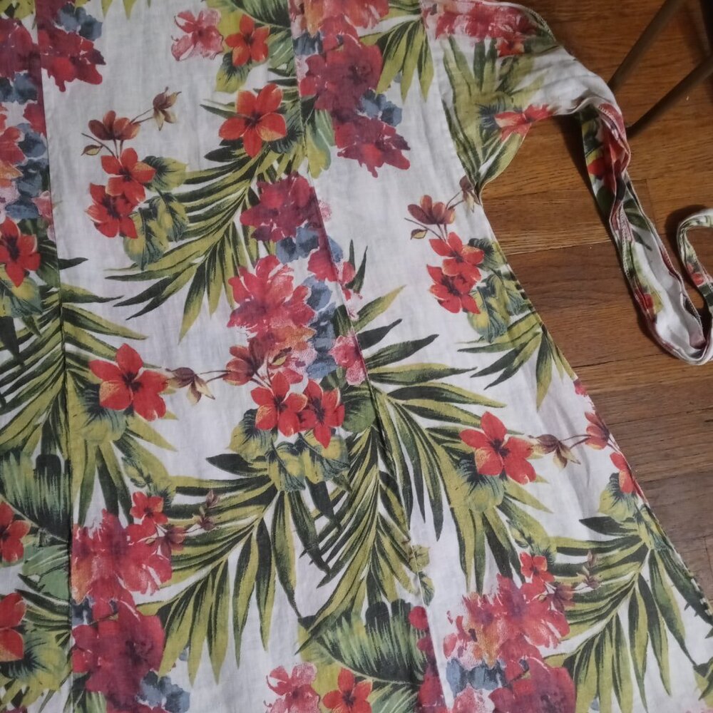 PIAZZA DEL TEMPIO 100% linen knot front midi dress (L) - Picture 11 of 15